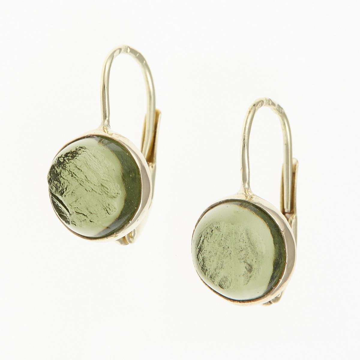 Gold earrings with moldavites MS26-298