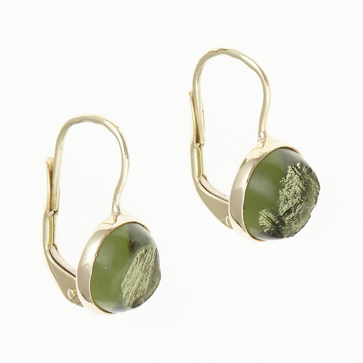 Gold earrings with moldavites MS26-298