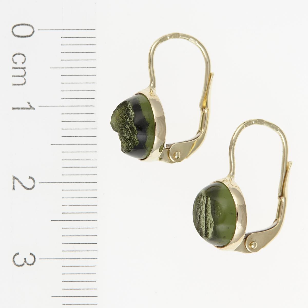 Gold earrings with moldavites MS26-298