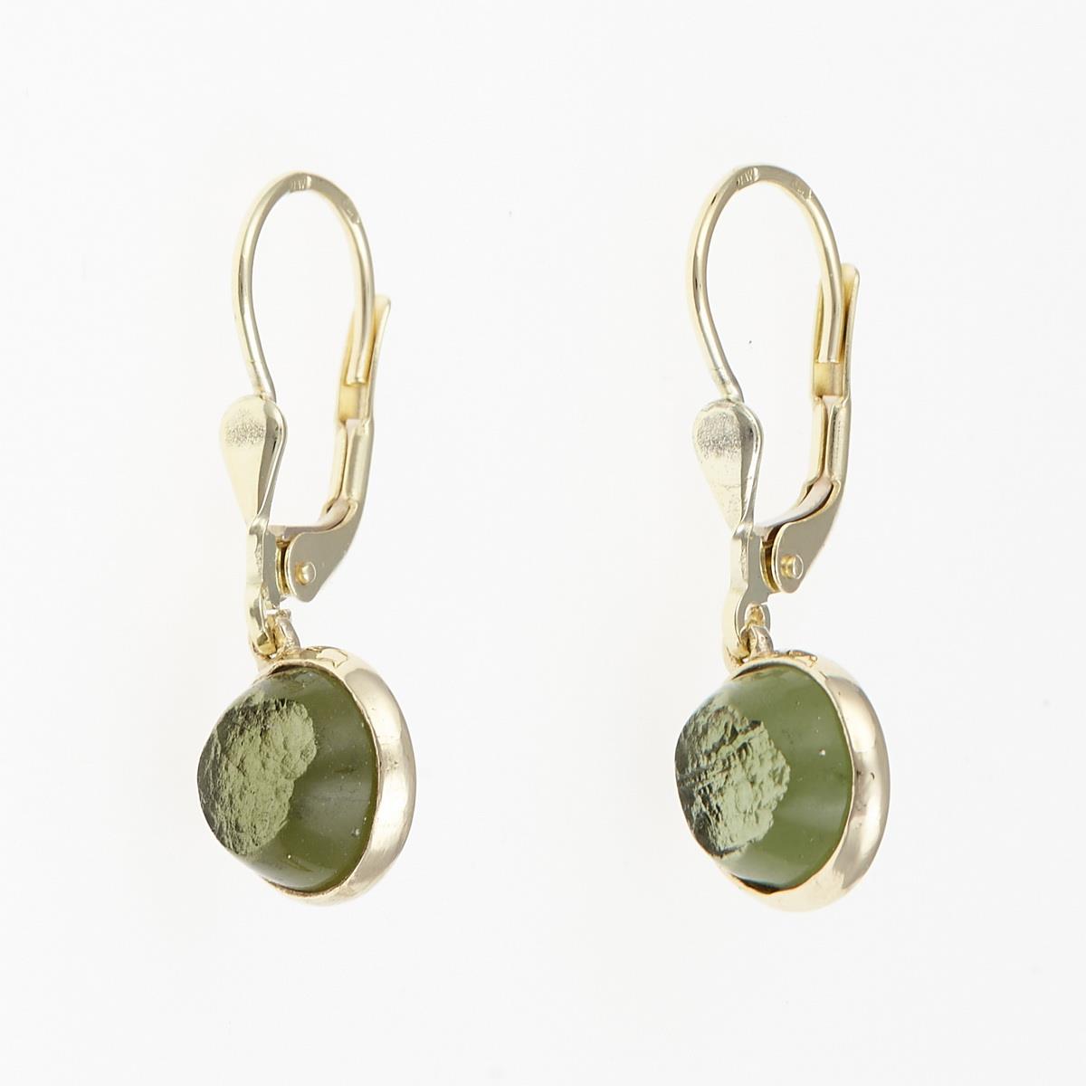 Gold earrings with moldavites MS26-299