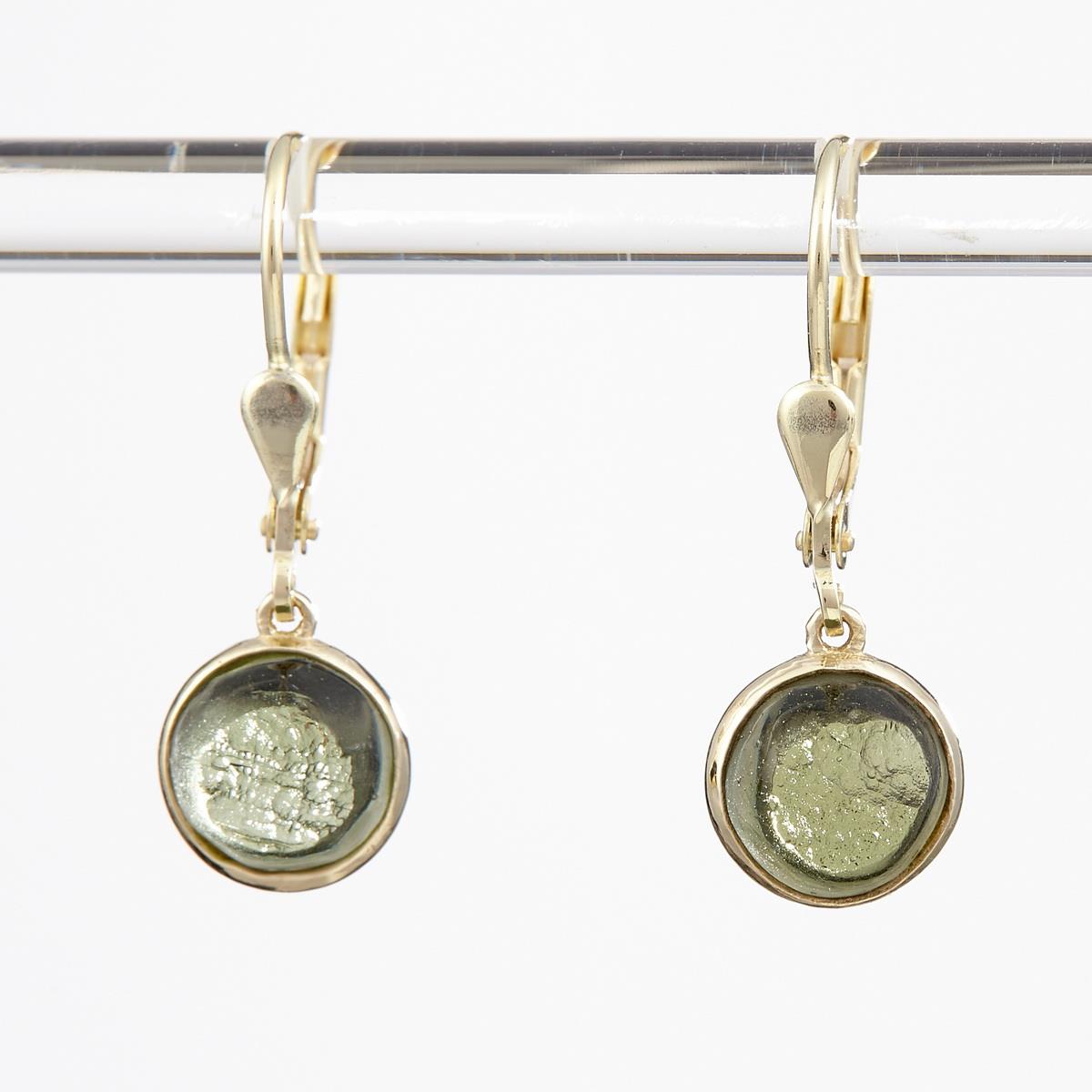 Gold earrings with moldavites MS26-299