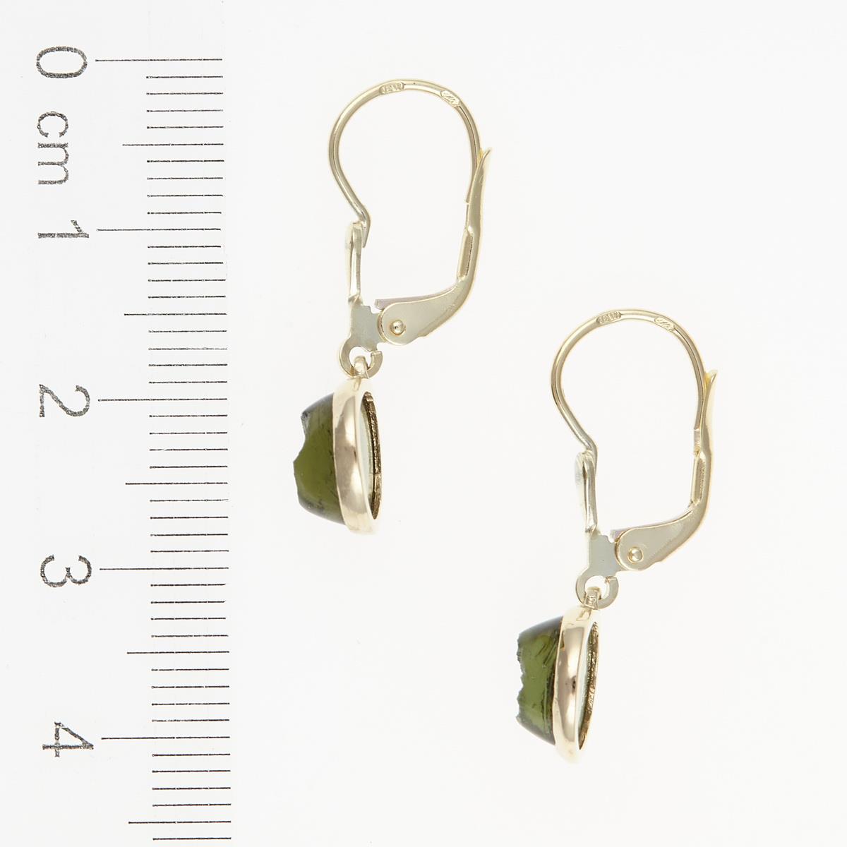 Gold earrings with moldavites MS26-299