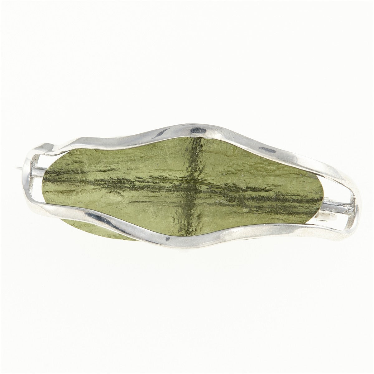Silver brooch with moldavite MS26-302