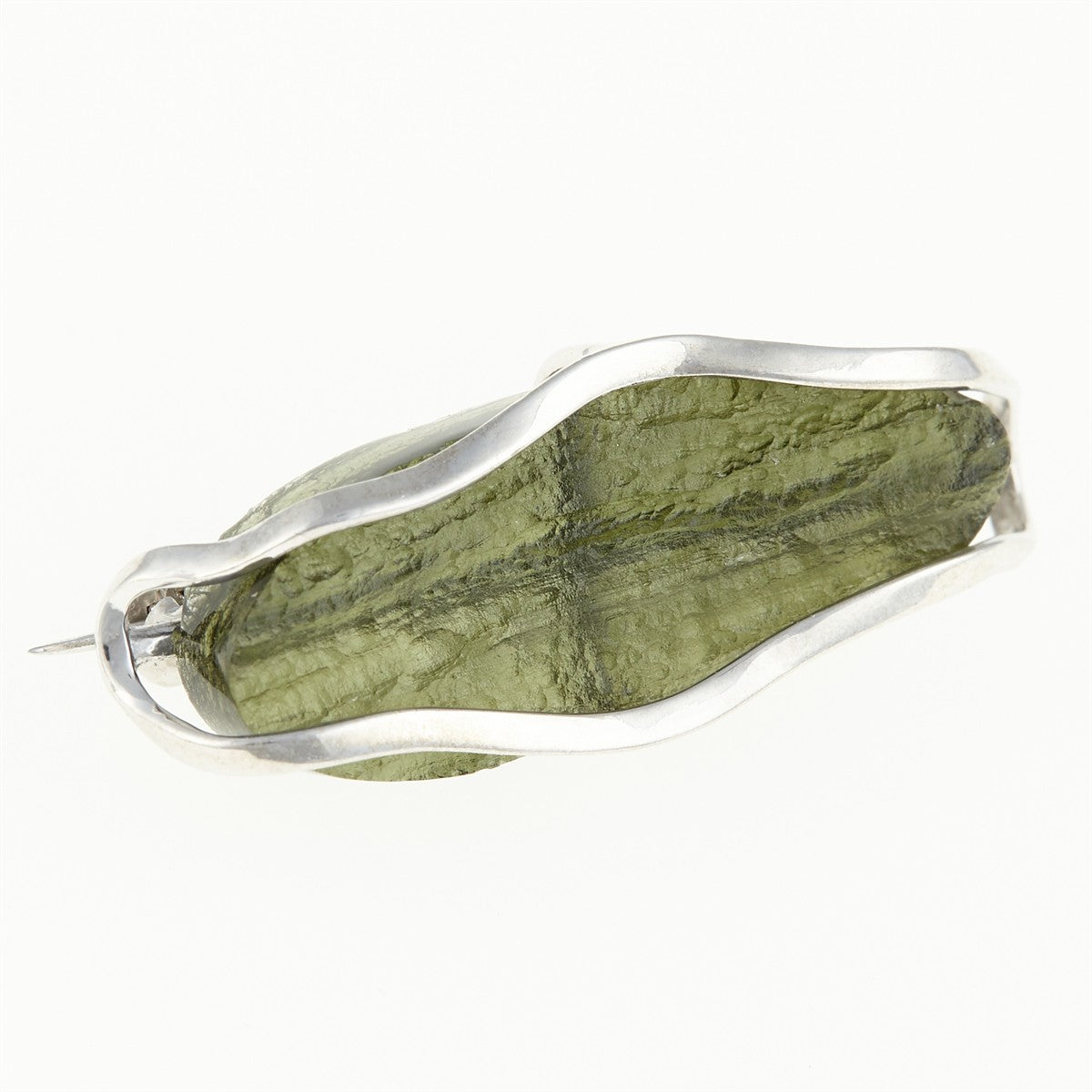Silver brooch with moldavite MS26-302