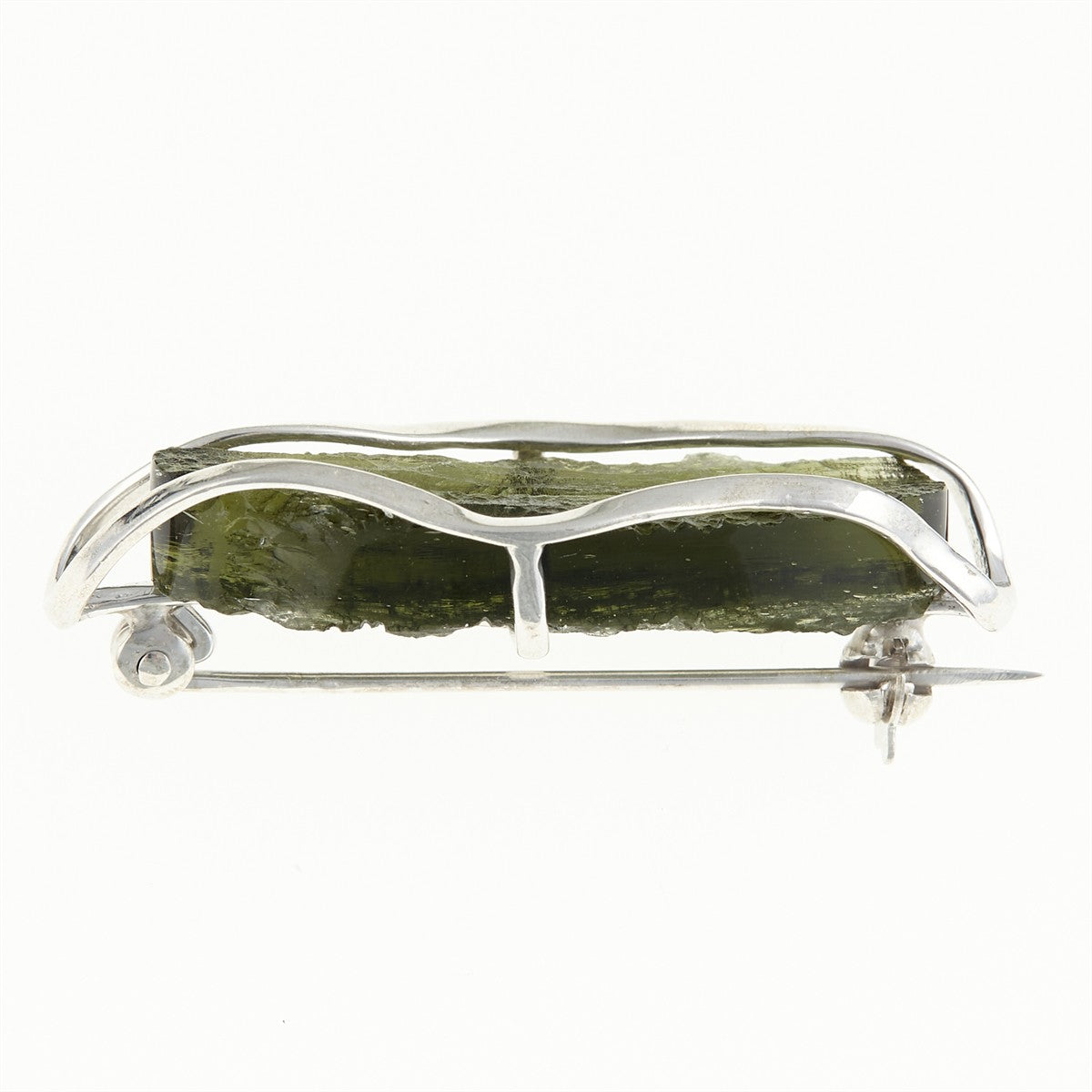 Silver brooch with moldavite MS26-302