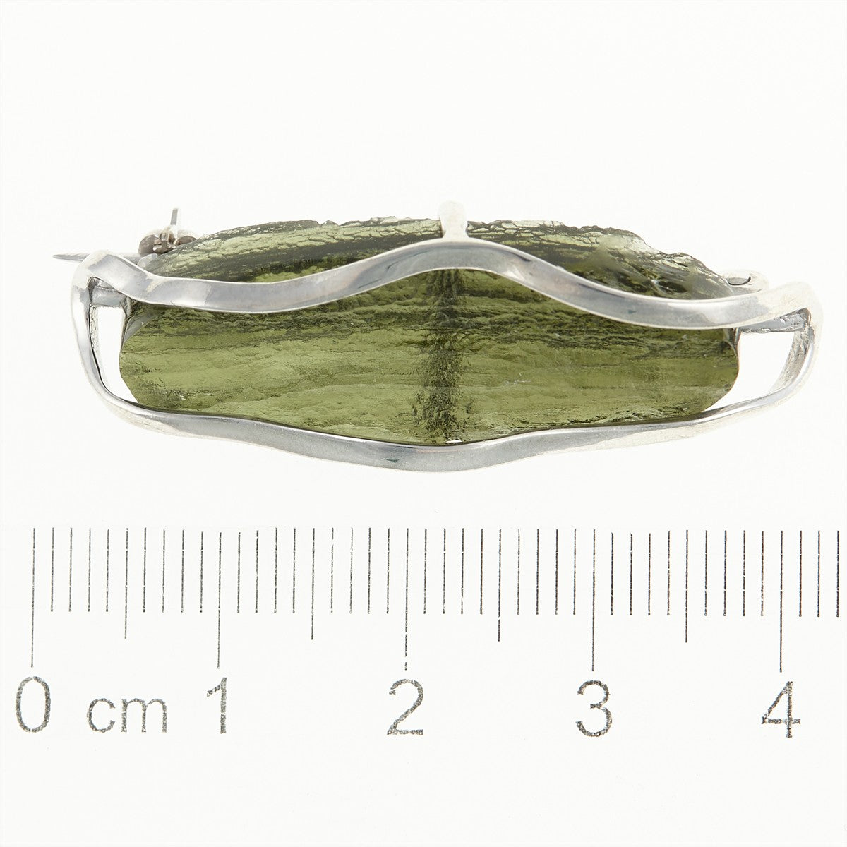 Silver brooch with moldavite MS26-302