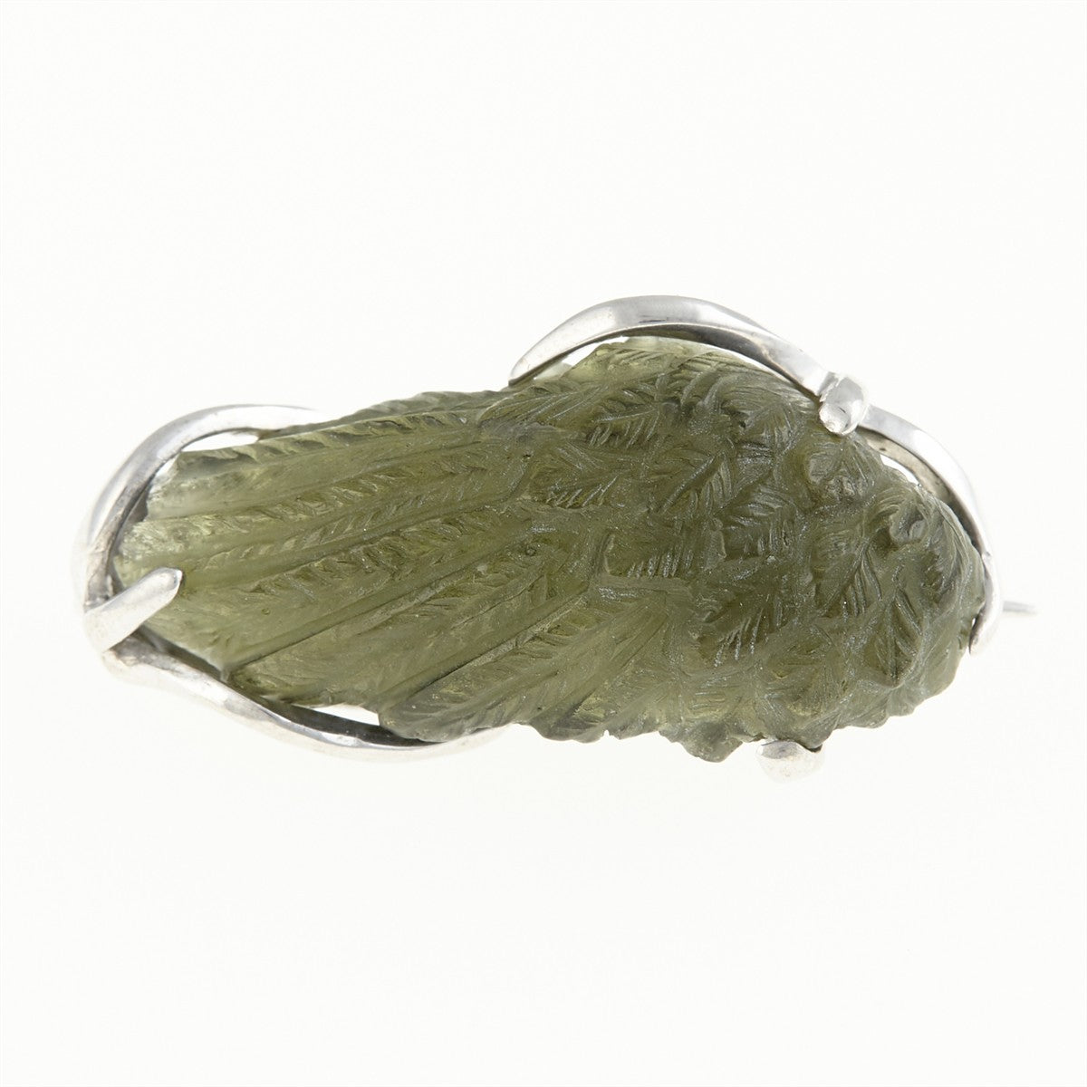 Silver brooch with moldavite - wing MS26-303