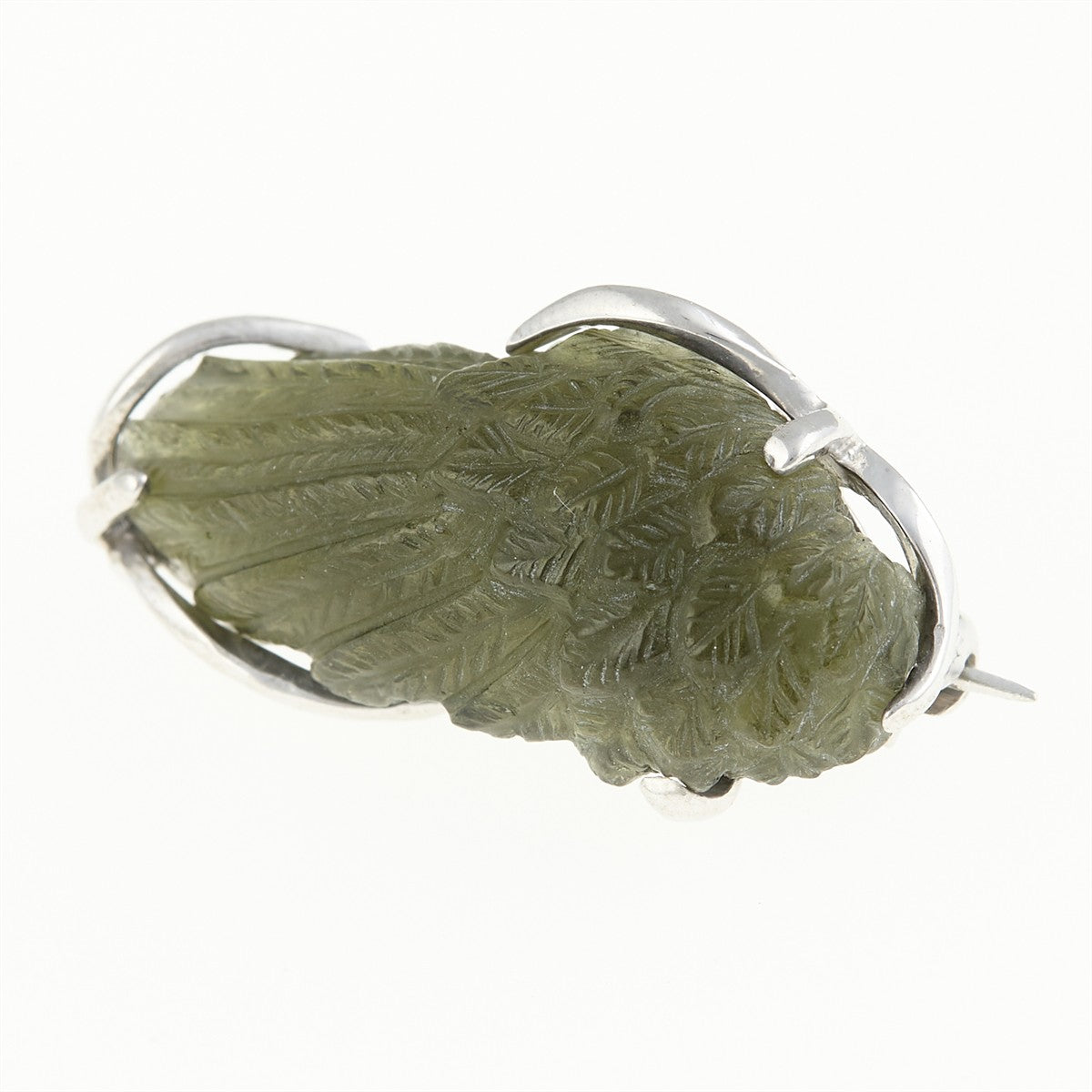 Silver brooch with moldavite - wing MS26-303