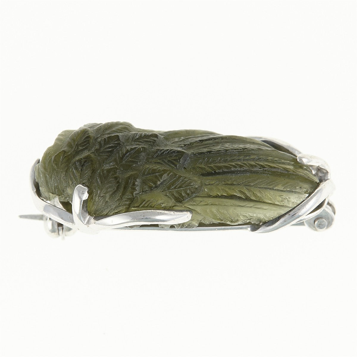 Silver brooch with moldavite - wing MS26-303