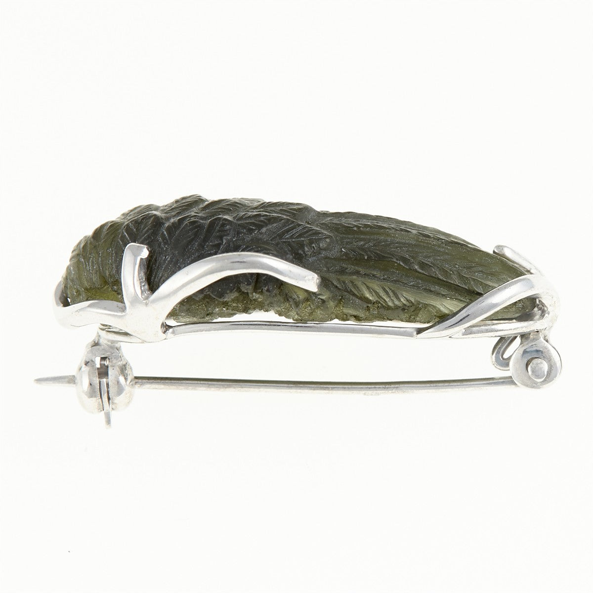 Silver brooch with moldavite - wing MS26-303