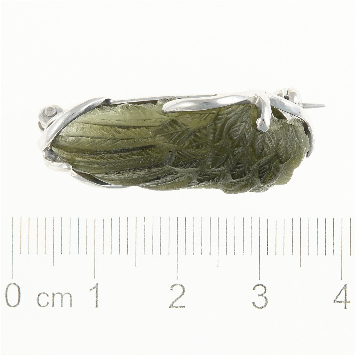 Silver brooch with moldavite - wing MS26-303