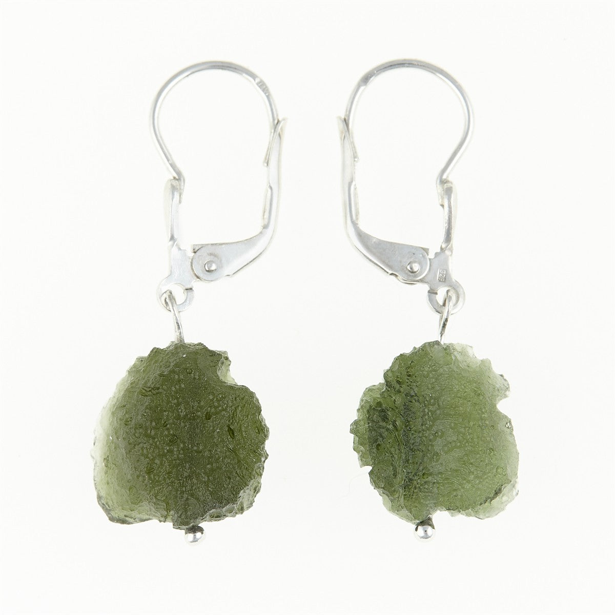 Silver earrings with natural moldavites 26-304