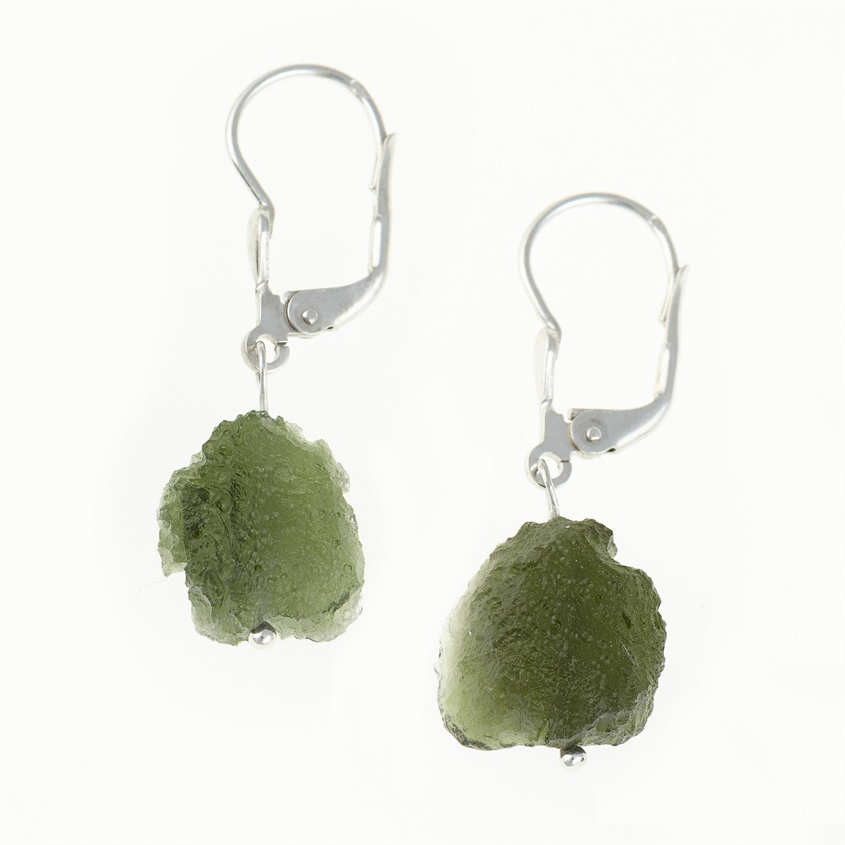Silver earrings with natural moldavites 26-304