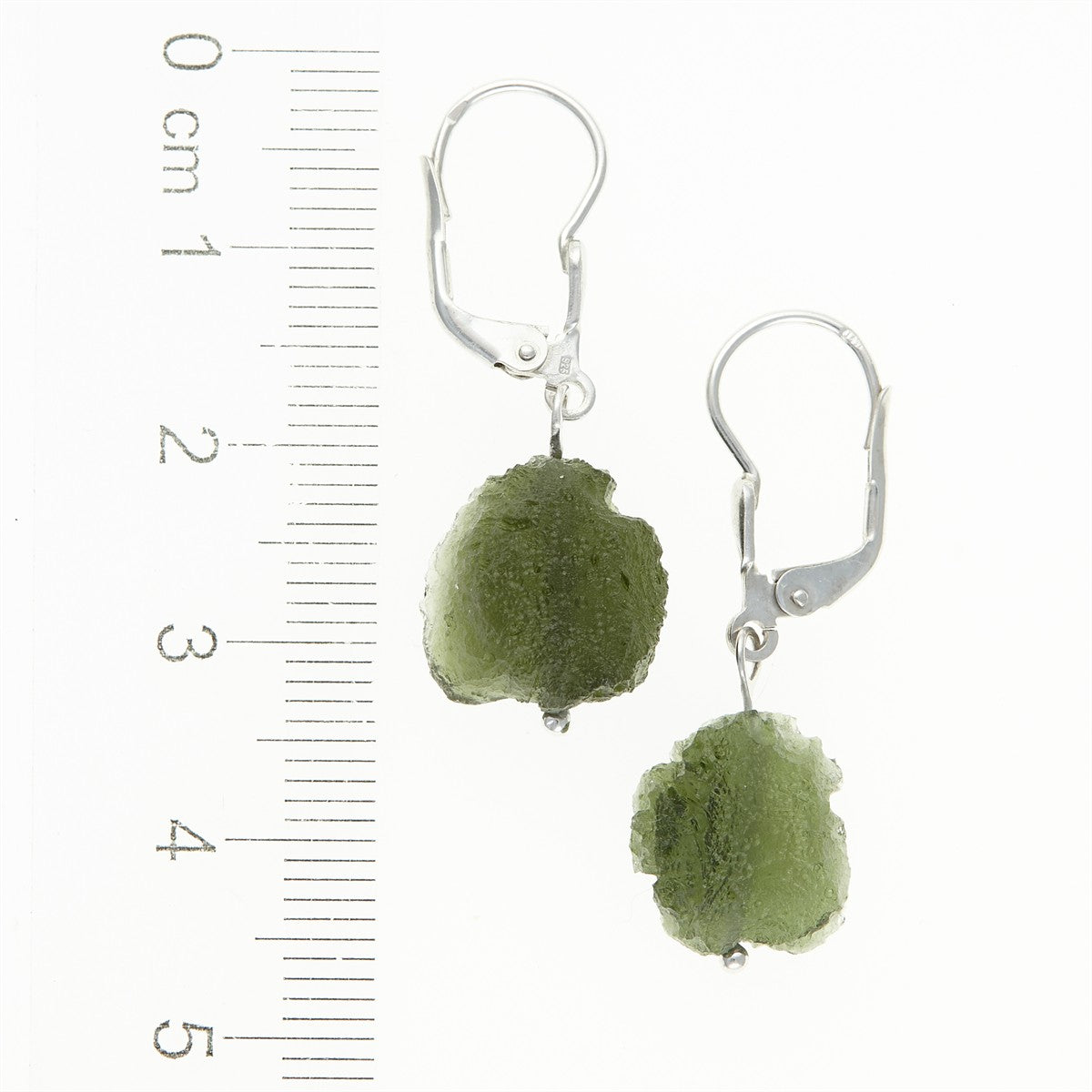 Silver earrings with natural moldavites 26-304