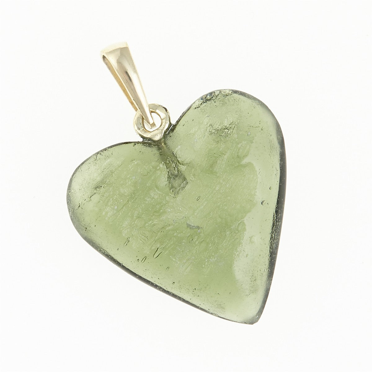 Golder pendant with moldavite - heart 26-324