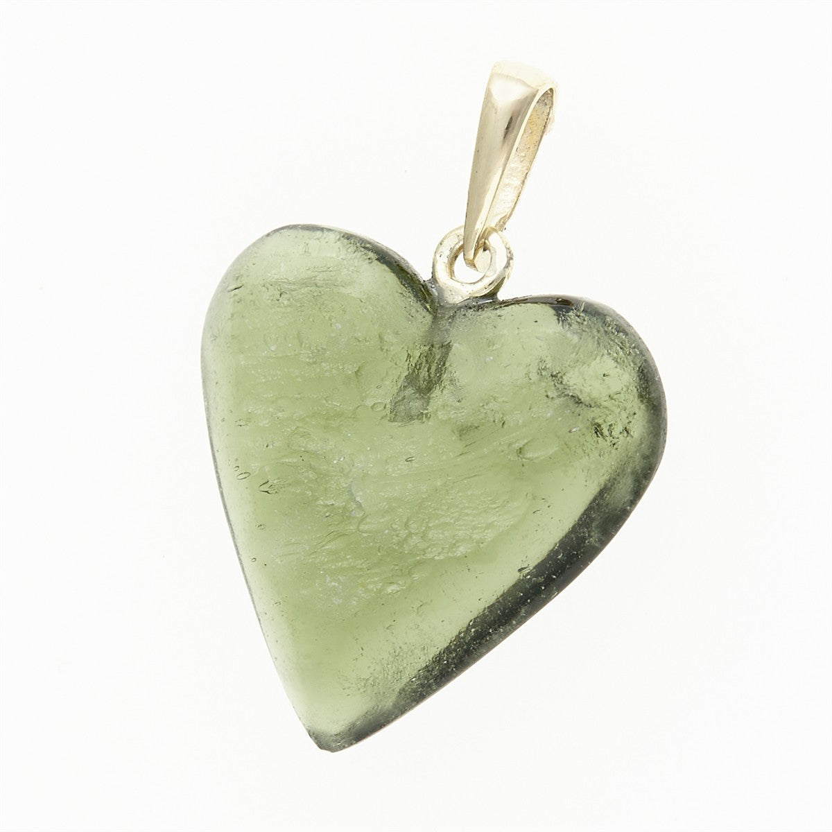 Golder pendant with moldavite - heart 26-324