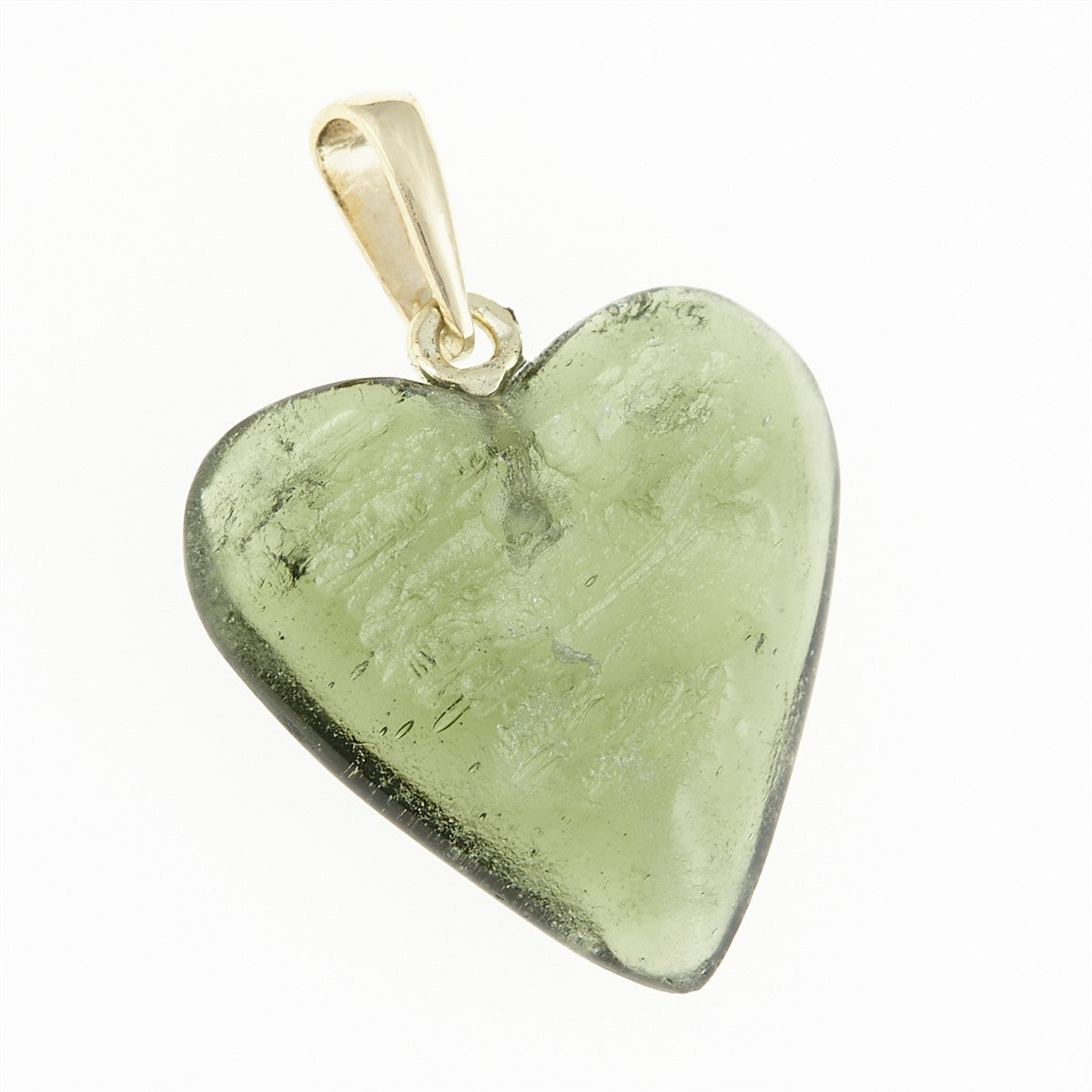 Golder pendant with moldavite - heart 26-324