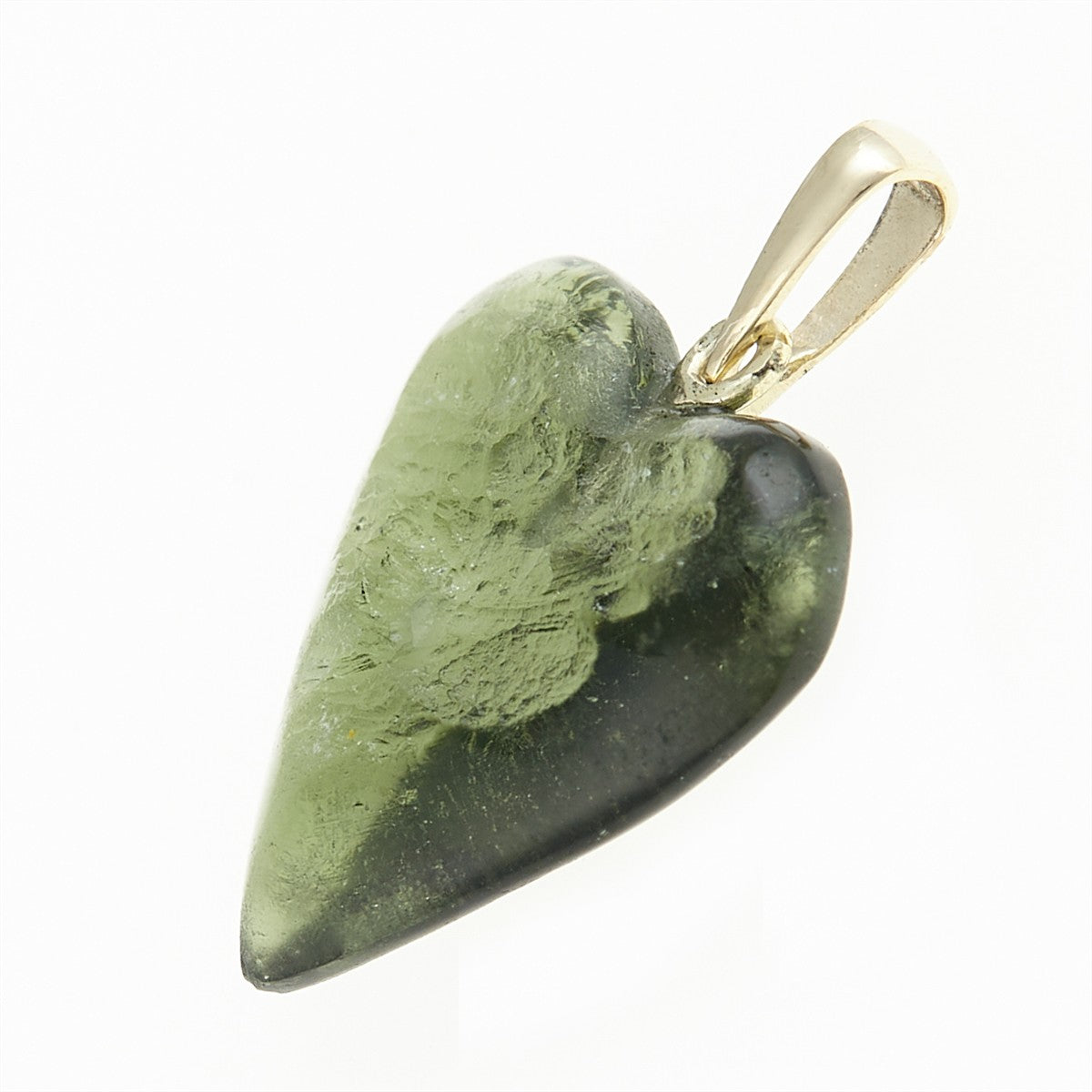 Golder pendant with moldavite - heart 26-324