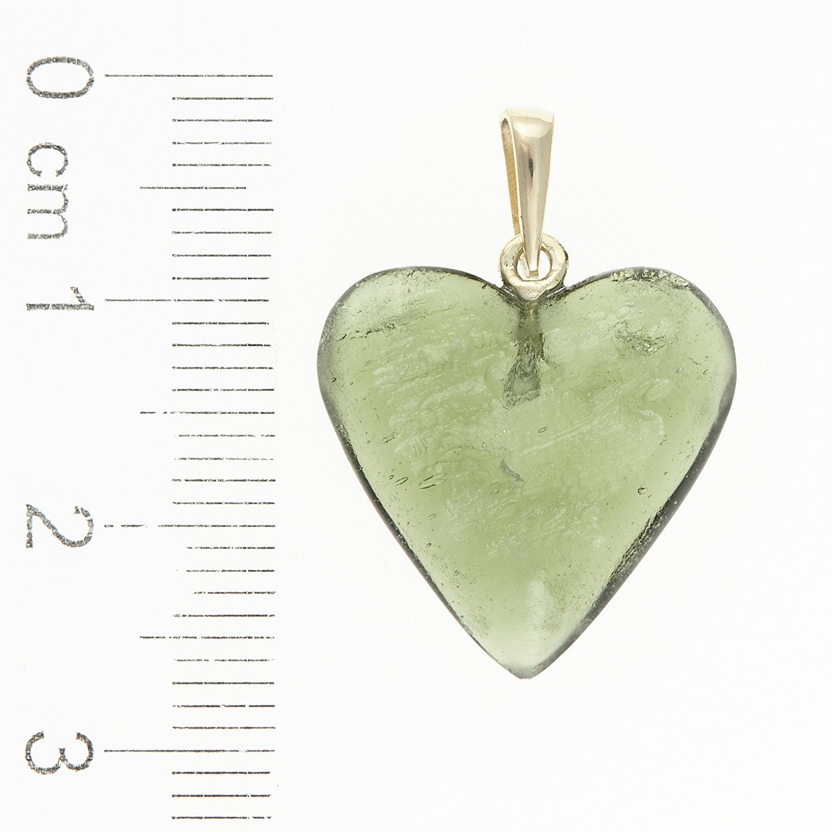 Golder pendant with moldavite - heart 26-324