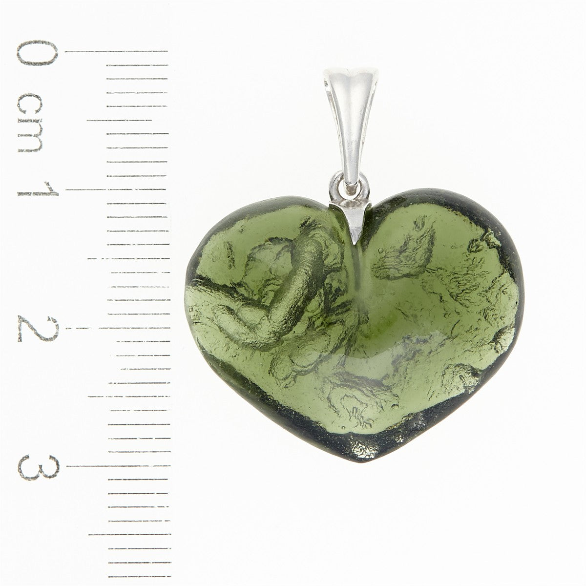 Silver pendant with a moldavite - heart - 26-333
