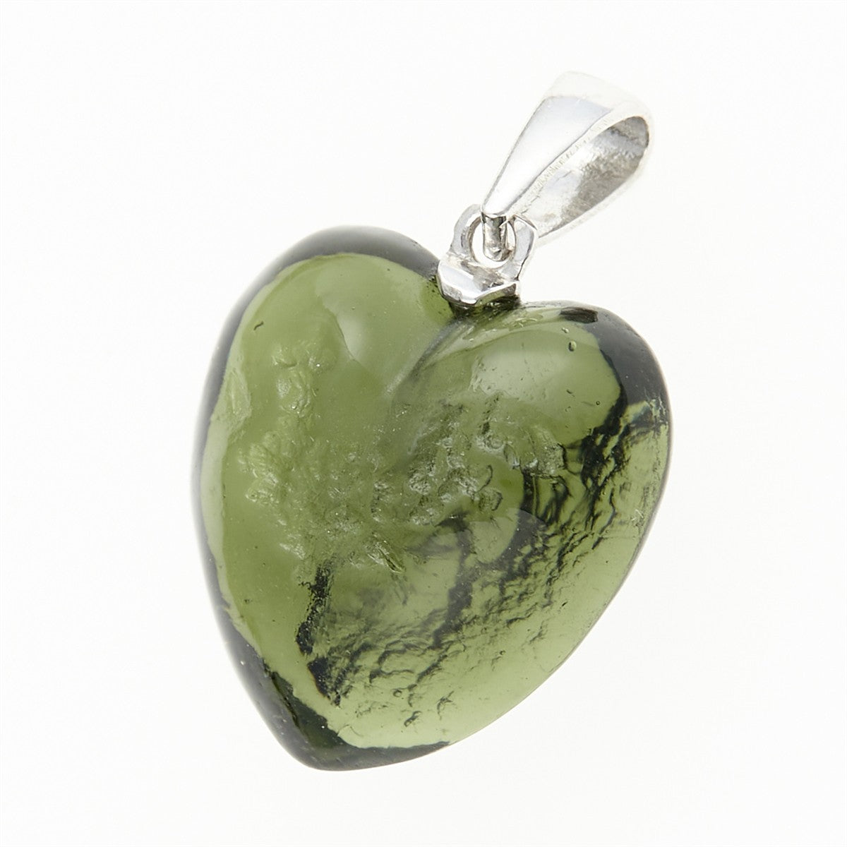 Silver pendant with a moldavite - heart - 26-334
