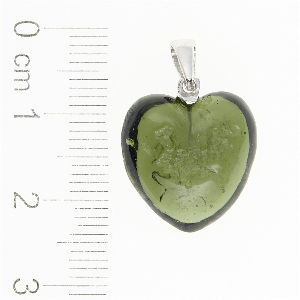 Silver pendant with a moldavite - heart - 26-334