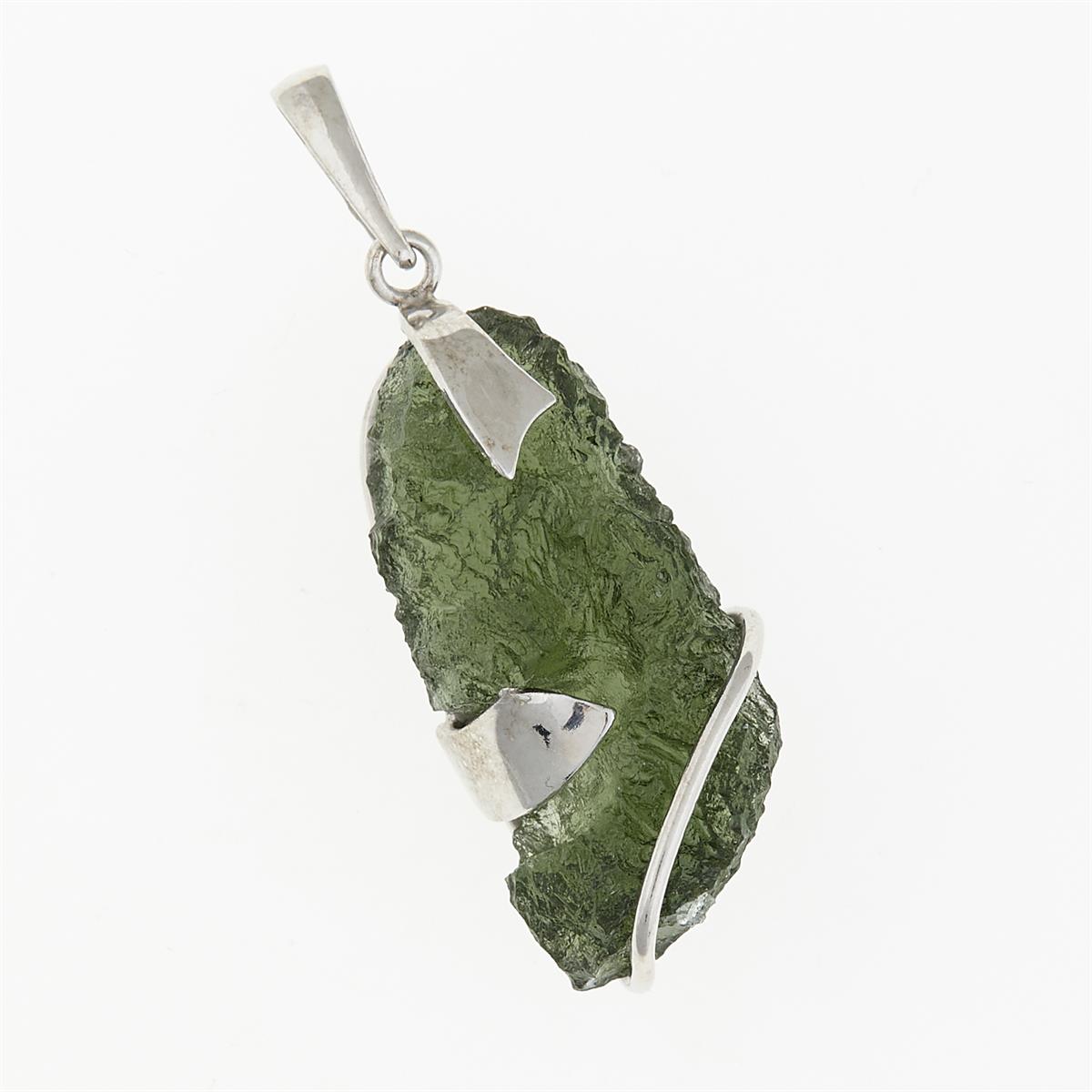 Silver pendant with moldavite 7788