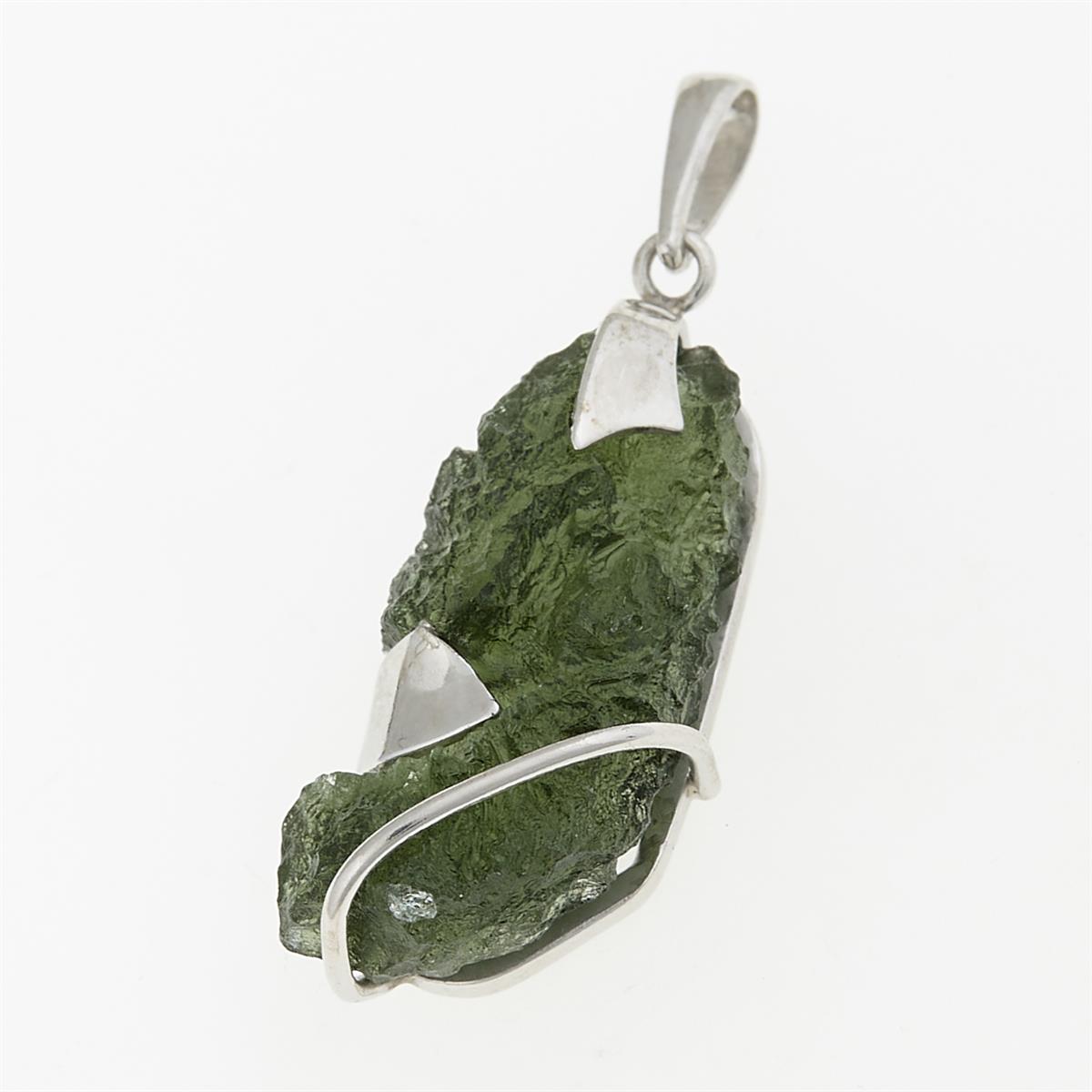 Silver pendant with moldavite 7788