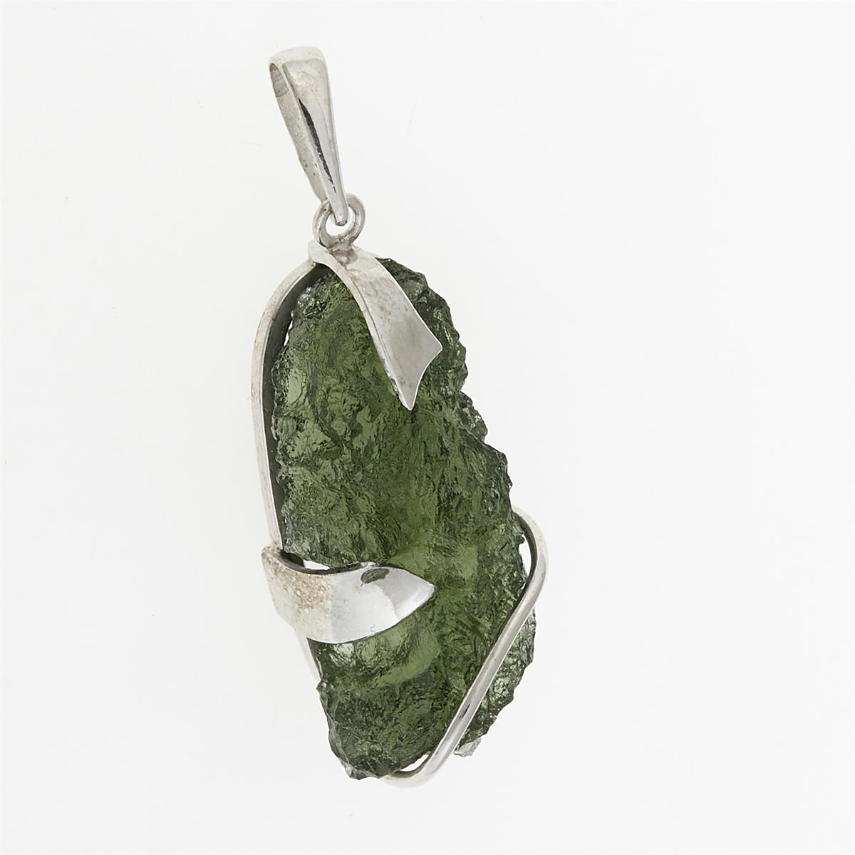 Silver pendant with moldavite 7788