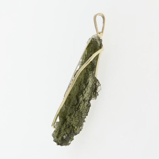 Pendente in oro con natural moldavite 7792