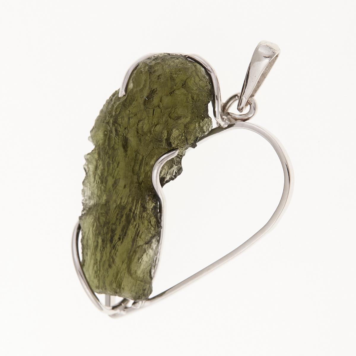 Golden pendant with a moldavite – heart7862