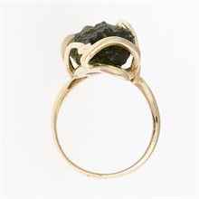 Golden ring with moldavite 8596