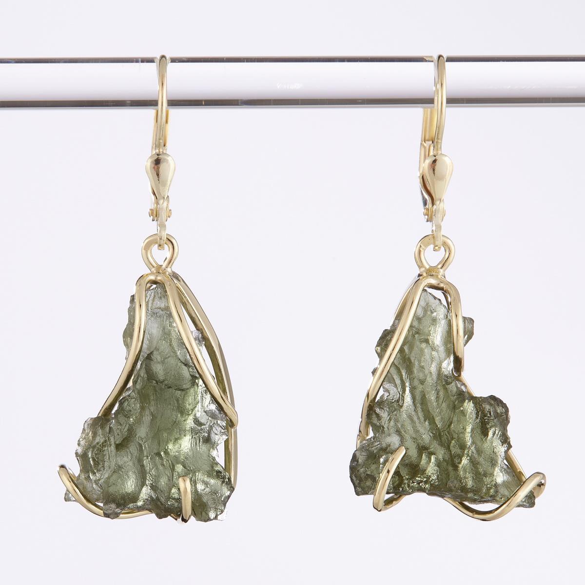 Golden set with moldavites 8621
