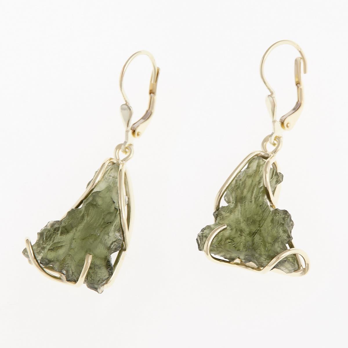 Golden set with moldavites 8621