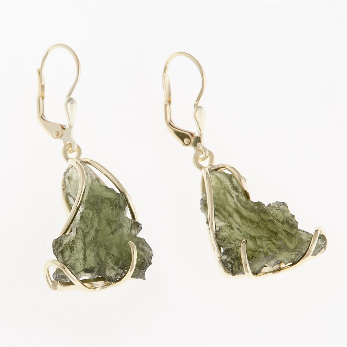 Golden set with moldavites 8621