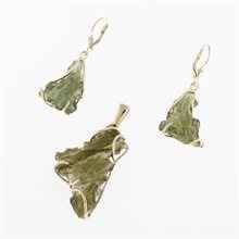 Golden set with moldavites 8621