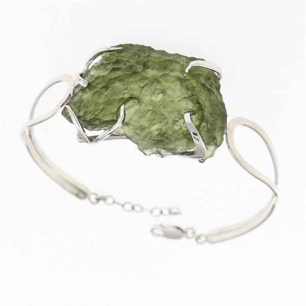 Silver bracelet with moldavite 8656
