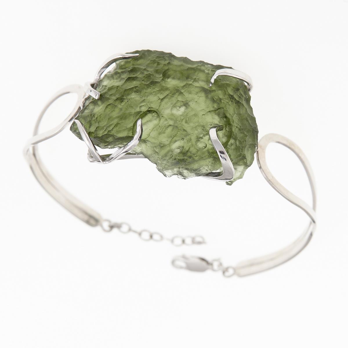 Silver bracelet with moldavite 8656