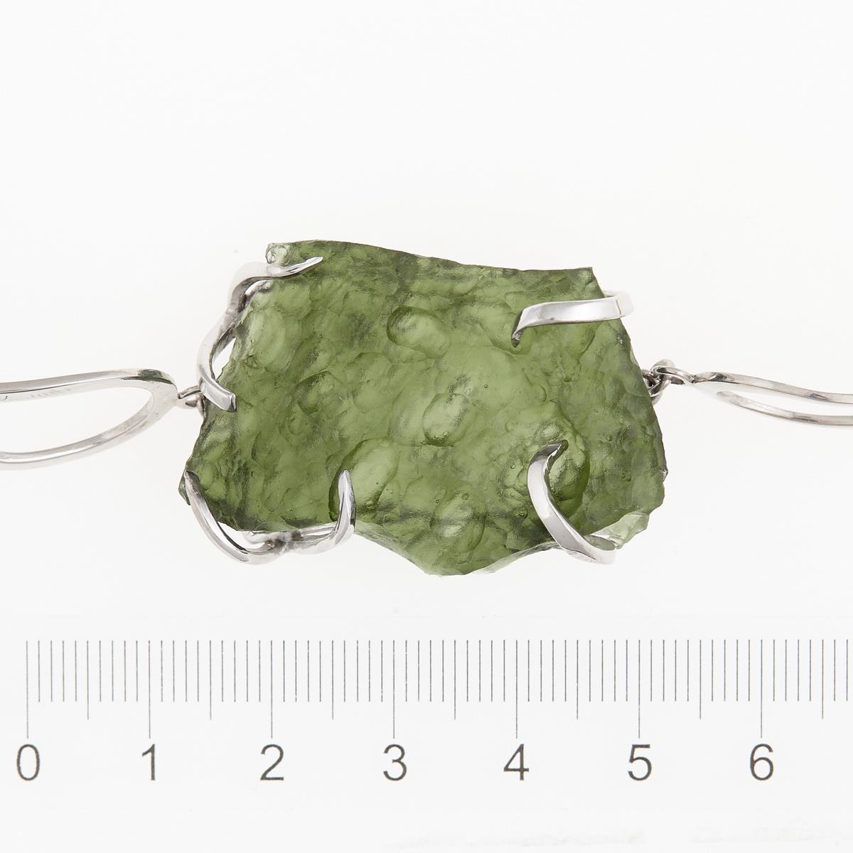 Silver bracelet with moldavite 8656