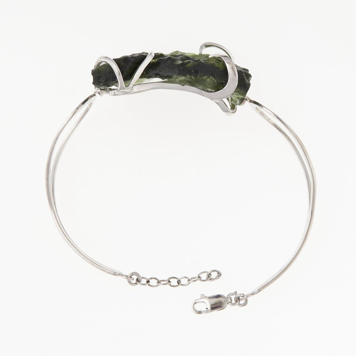 Silver bracelet with moldavite 8656