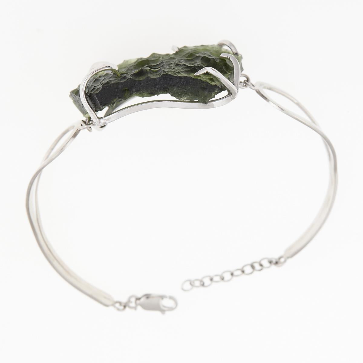 Silver bracelet with moldavite 8656