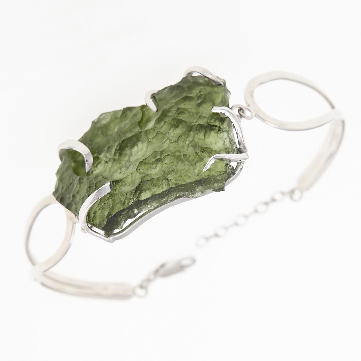 Silver bracelet with moldavite 8656