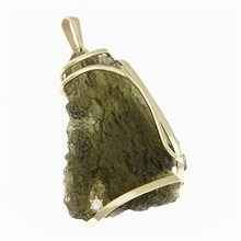 Golden pendant with a moldavite and zirconia 9489