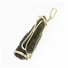 Golden pendant with a moldavite and zirconia 9489
