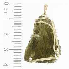 Golden pendant with a moldavite and zirconia 9489