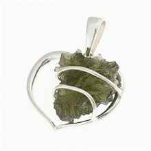 Ciondolo Argento con moldavite – heart 9525