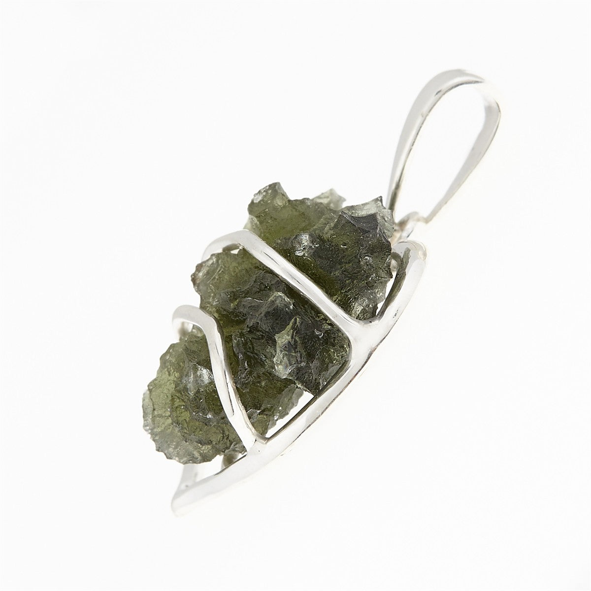 Silver pendant with moldavite – heart 9525