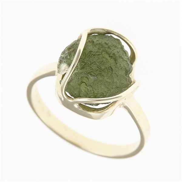 Anello d'oro con moldavite 25-002