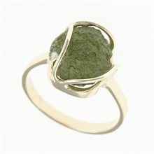 Anello d'oro con moldavite 25-002