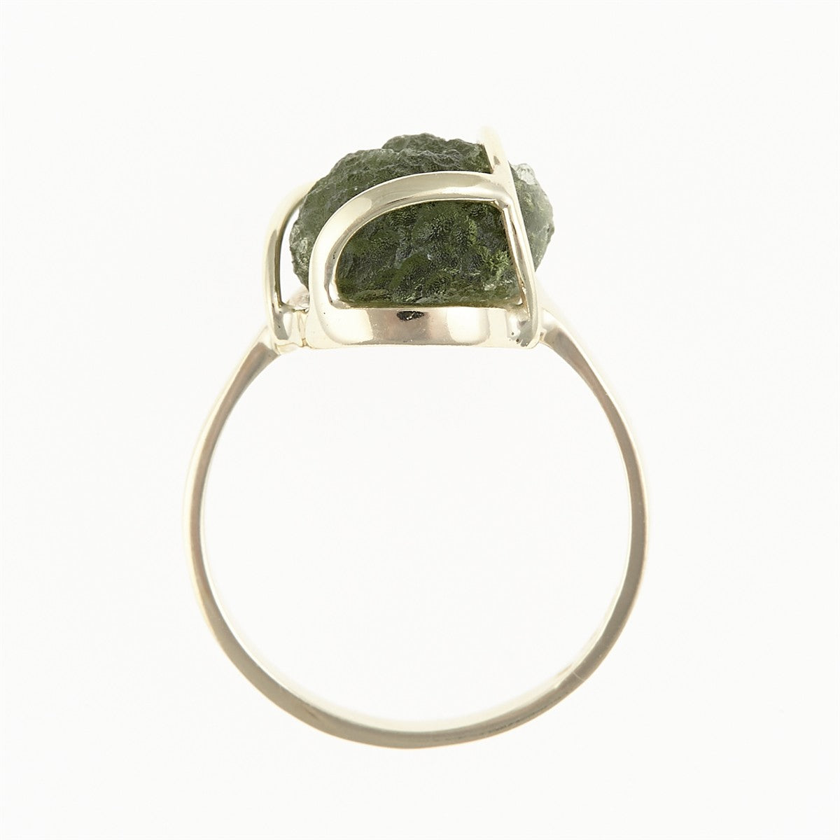 Golden ring with moldavite 25-002